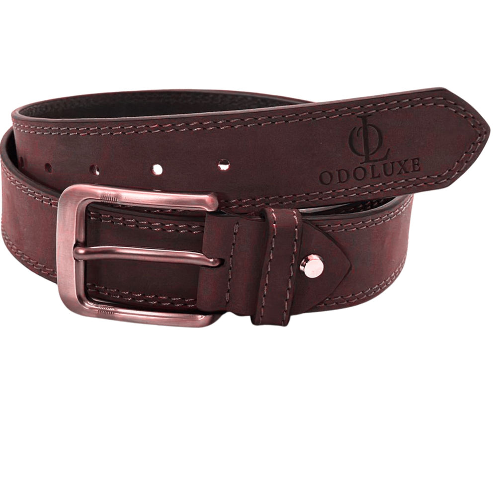 Men’s Nubuck Leather Belt for Formal & Casual Wear | Soft Matte Finish | Made in India (Olive Green)