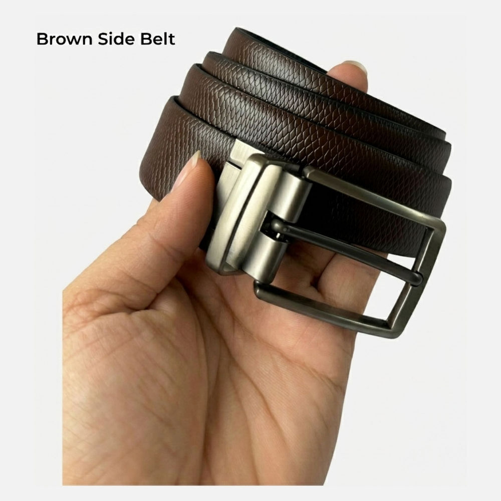 Premium Genuine Leather 2-in-1 Reversible Belt for Men (Free Size)