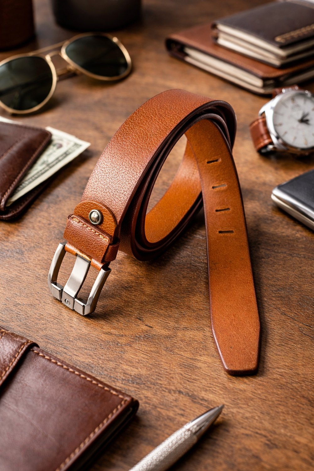 ODOLUXE Premium Full-Grain Leather Belt for Men with Imported Heavy Buckle